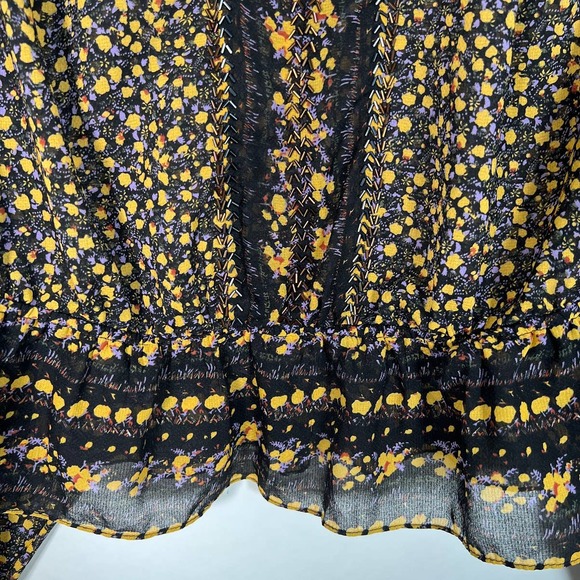 Free People Women's If I Had You Top M Floral Beaded Embellished Peplum Blouse - Picture 10 of 12